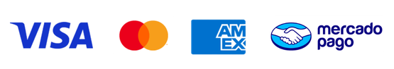 Visa, Mastercard, American Express, Mercado Pago